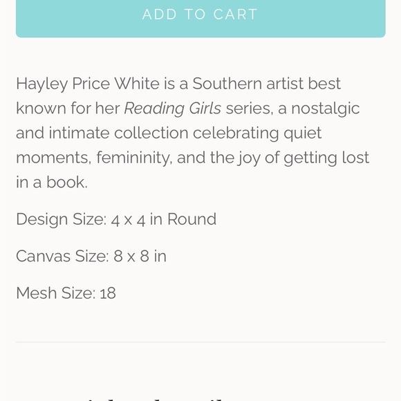 Reading Girl Round Needlepoint Canvas - Picture 3 of 3